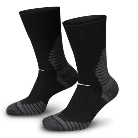 Nike Outdoor Crew Socks 1 Pair Men 6-8 Wmn 6-10 Black Gray w Logo Wool Blend NEW - Picture 3 of 10